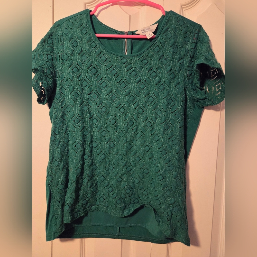 Market & Spruce Green Lace Women's Size Medium Blouse
